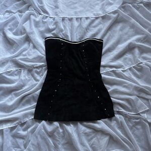 Anabelópez Vintage Studded Suede Strapless Bustier Top